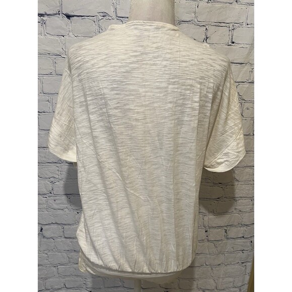 Banana Republic women's Cream short-sleeve v-neck wrap-style top blouse Medium - Picture 3 of 4